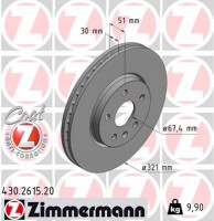 Zimmermann диск гальмівний Coat Z Zimmermann 430261520 13501308 - Заображення 1