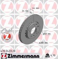 Zimmermann диск гальмівний Coat Z Zimmermann 470243320 402064151R - Заображення 1