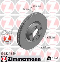 диск гальмівний Coat Z правий Zimmermann 600324820 7P6615302B