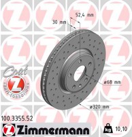 Zimmermann диск гальмівний SPORT Z Zimmermann 100335552 8R0615301F - Заображення 1