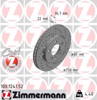 Zimmermann диск гальмівний SPORT Z Zimmermann 100124152 8N0615601B - Заображення 1
