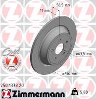 Zimmermann диск гальмівний Coat Z Zimmermann 250137820 5202205 - Заображення 1