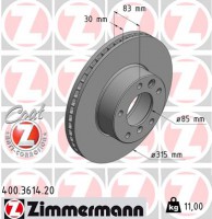 Zimmermann диск гальмівний Coat Z Zimmermann 400361420 A4634210012 - Заображення 1