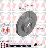 Zimmermann Тормозной диск ZIMMERMANN 400.3653.20 - Заображення 1