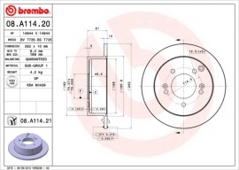 Brembo Тормозной диск BREMBO 08.A114.20 - Заображення 1