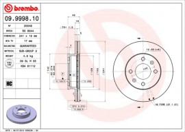 Brembo Тормозной диск BREMBO 09.9998.10 - Заображення 1