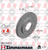 Zimmermann Тормозной диск ZIMMERMANN 380.2169.52 - Заображення 1