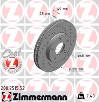 Zimmermann Тормозной диск ZIMMERMANN 200 2515 52 - Заображення 1
