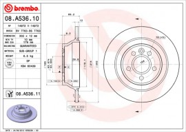 Brembo Тормозной диск BREMBO 08.A536.11 - Заображення 1