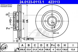 Ate Тормозной диск ATE 24.0123-0113.1 - Заображення 1