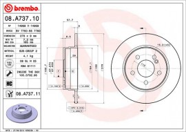 Brembo Тормозной диск BREMBO 08.A737.11 - Заображення 1