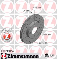 Zimmermann Тормозной диск ZIMMERMANN 380 2168 52 - Заображення 1