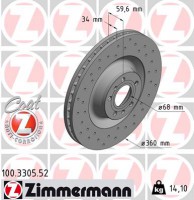 Zimmermann Тормозной диск ZIMMERMANN 100 3305 52 - Заображення 1