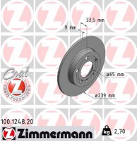Zimmermann Тормозной диск ZIMMERMANN 100124820 - Заображення 1