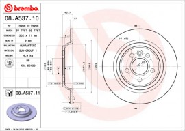 Brembo Тормозной диск BREMBO 08.A537.11 - Заображення 1