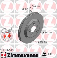 Zimmermann Тормозной диск ZIMMERMANN 280 3175 20 - Заображення 1