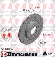 Zimmermann Тормозной диск ZIMMERMANN 150.1288.52 - Заображення 1