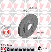 Zimmermann Тормозной диск ZIMMERMANN 100.1233.52 - Заображення 1