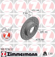 Zimmermann Тормозной диск ZIMMERMANN 100 1236 52 - Заображення 1