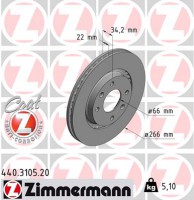 Zimmermann Тормозной диск ZIMMERMANN 440 3105 20 - Заображення 1