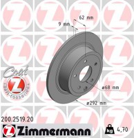 Zimmermann Тормозной диск ZIMMERMANN 200.2519.20 - Заображення 1