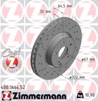 Zimmermann Тормозной диск ZIMMERMANN 400 3664 52 - Заображення 1