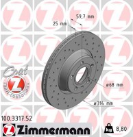 Zimmermann Тормозной диск ZIMMERMANN 100 3317 52 - Заображення 1