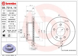 Brembo Тормозной диск BREMBO 09.7314.14 - Заображення 1