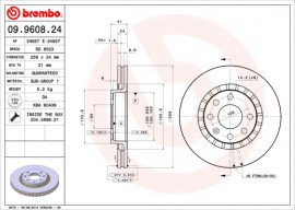 Brembo Тормозной диск BREMBO 09.9608.24 - Заображення 1