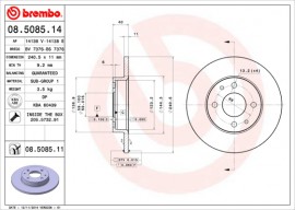 Brembo Тормозной диск BREMBO 08.5085.14 - Заображення 1