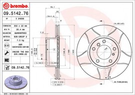 Brembo Тормозной диск BREMBO 09.5142.76 - Заображення 1