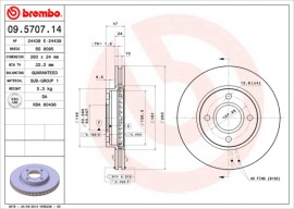 Brembo Тормозной диск BREMBO 09.5707.14 - Заображення 1