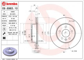 Brembo Тормозной диск BREMBO 09.6983.10 - Заображення 1
