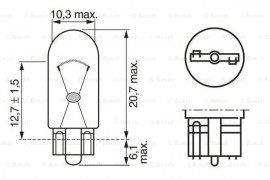 Bosch Автолампа (12V 5W W5W PURE LIGHT) BOSCH 1987302206 - Заображення 5