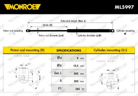 Monroe Амортизатор капота MONROE MN ML5997 - Заображення 7