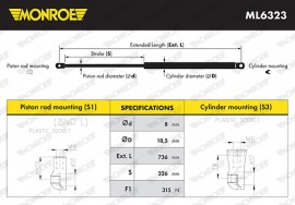 Monroe Амортизатор капота MONROE MN ML6323 - Заображення 1