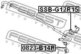 Febest Втулка стабилизатора d=15 FEBEST SSB-G12R15 - Заображення 2